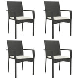 Garden Chairs with Cushions 4 pcs Poly Rattan Black - Front View