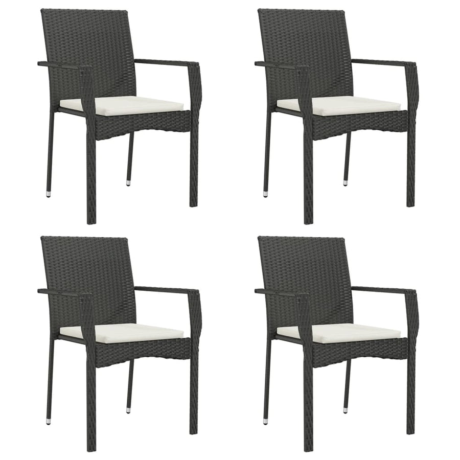 Garden Chairs with Cushions 4 pcs Poly Rattan Black