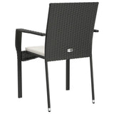 Garden Chairs with Cushions 4 pcs Poly Rattan Black - Close-Up Angle