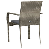 Garden Chairs with Cushions 4 pcs Poly Rattan Grey - Close-Up Angle
