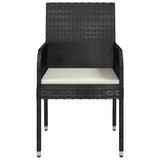 Garden Chairs with Cushions 2 pcs Poly Rattan Black - 45-Degree Angle
