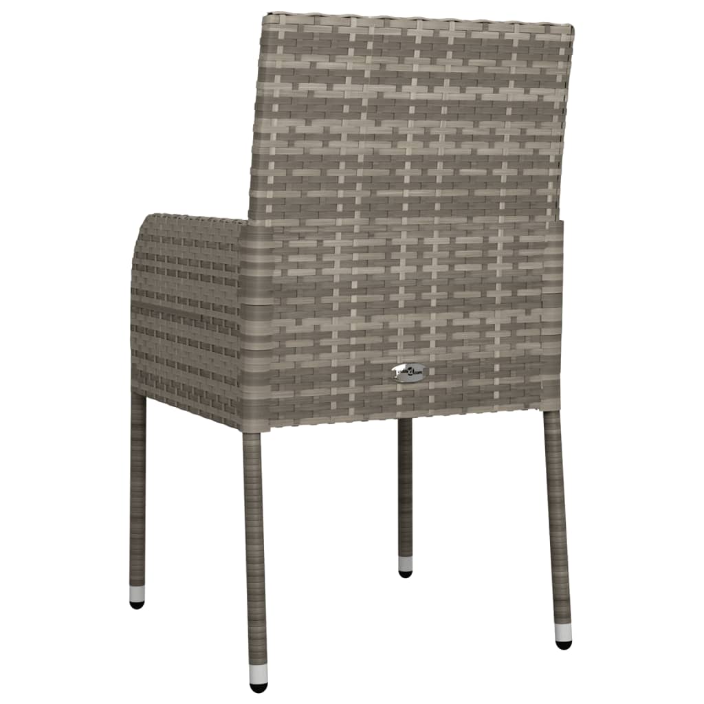 Garden Chairs with Cushions 4 pcs Poly Rattan Grey