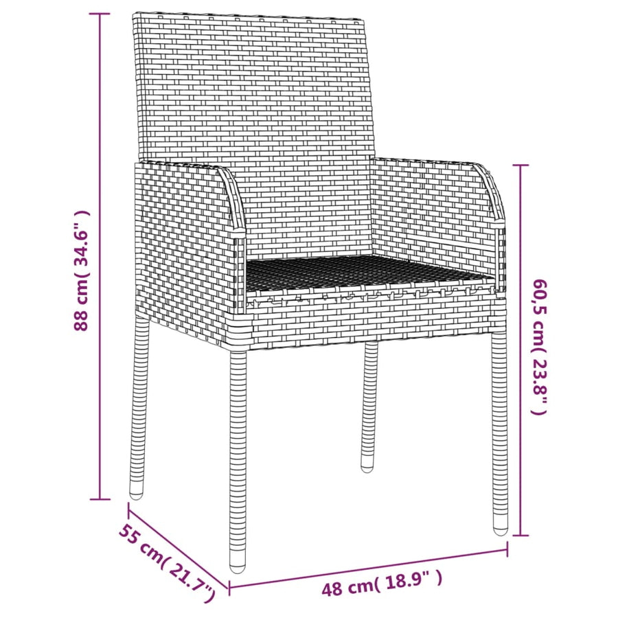 Garden Chairs with Cushions 4 pcs Poly Rattan Grey