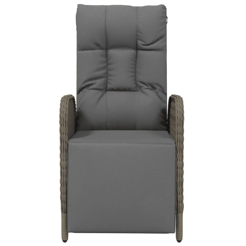 Outdoor Reclining Chairs with Cushions 2 pcs Poly Rattan Grey