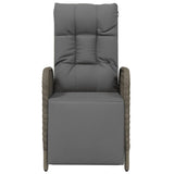 Outdoor Reclining Chairs with Cushions 2 pcs Poly Rattan Grey - 45-Degree Angle