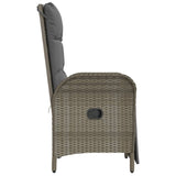 Outdoor Reclining Chairs with Cushions 2 pcs Poly Rattan Grey - Rear View