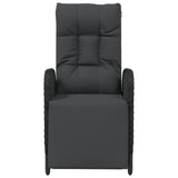 Outdoor Reclining Chairs with Cushions 2 pcs Poly Rattan Black - 45-Degree Angle