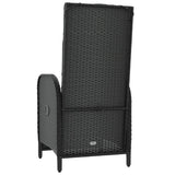 Outdoor Reclining Chairs with Cushions 2 pcs Poly Rattan Black - Close-Up Angle