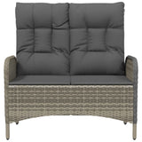 Reclining Garden Bench with Cushions 107 cm Poly Rattan Grey - Side View