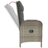 Reclining Garden Bench with Cushions 107 cm Poly Rattan Grey - Rear View