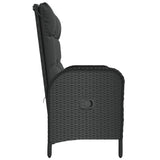 Reclining Garden Bench with Cushions 107 cm Poly Rattan Black