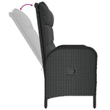 Reclining Garden Bench with Cushions 107 cm Poly Rattan Black