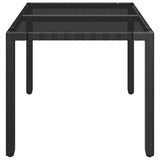 Garden Table with Glass Top Black 90x90x75 cm Poly Rattan - Top-Down View