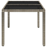 Garden Table with Glass Top Grey 90x90x75 cm Poly Rattan - Top-Down View