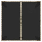 Garden Table with Glass Top Grey 90x90x75 cm Poly Rattan - 45-Degree Angle