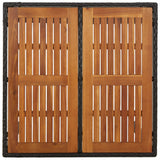 Garden Table with Wooden Top Black 90x90x75 cm Poly Rattan - 45-Degree Angle