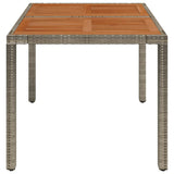 Garden Table with Wooden Top Grey 90x90x75 cm Poly Rattan - Top-Down View