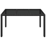 Garden Table with Glass Top Black 150x90x75 cm Poly Rattan