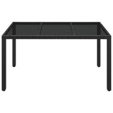 Garden Table with Glass Top Black 150x90x75 cm Poly Rattan - Side View