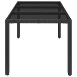 Garden Table with Glass Top Black 150x90x75 cm Poly Rattan