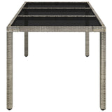 Garden Table with Glass Top Grey 150x90x75 cm Poly Rattan - Top-Down View