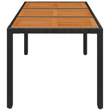 Garden Table with Wooden Top Black 150x90x75 cm Poly Rattan - Top-Down View
