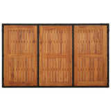 Garden Table with Wooden Top Black 150x90x75 cm Poly Rattan - 45-Degree Angle