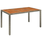 Garden Table with Wooden Top Grey 150x90x75 cm Poly Rattan