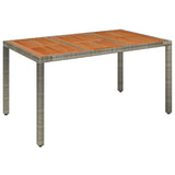 Garden Table with Wooden Top Grey 150x90x75 cm Poly Rattan - Front View