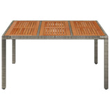 Garden Table with Wooden Top Grey 150x90x75 cm Poly Rattan - Side View