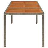 Garden Table with Wooden Top Grey 150x90x75 cm Poly Rattan - Top-Down View