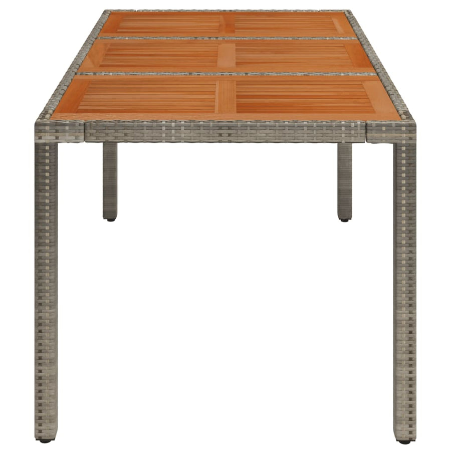 Garden Table with Wooden Top Grey 150x90x75 cm Poly Rattan