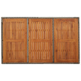 Garden Table with Wooden Top Grey 150x90x75 cm Poly Rattan - 45-Degree Angle