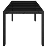 Garden Table with Glass Top Black 190x90x75 cm Poly Rattan - Top-Down View
