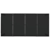 Garden Table with Glass Top Black 190x90x75 cm Poly Rattan - 45-Degree Angle