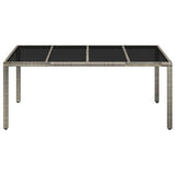 Garden Table with Glass Top Grey 190x90x75 cm Poly Rattan - Side View