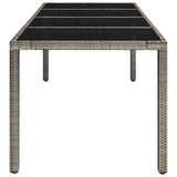 Garden Table with Glass Top Grey 190x90x75 cm Poly Rattan - Top-Down View