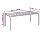 Garden Table with Wooden Top Black 190x90x75 cm Poly Rattan - Close-Up Angle