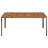 Garden Table with Wooden Top Grey 190x90x75 cm Poly Rattan - Side View