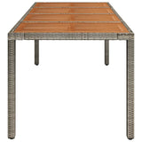 Garden Table with Wooden Top Grey 190x90x75 cm Poly Rattan - Top-Down View