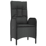 3 Piece Garden Lounge Set with Cushions Black Poly Rattan - 45-Degree Angle