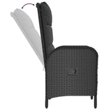 3 Piece Garden Lounge Set with Cushions Black Poly Rattan - Rear View