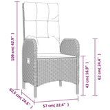 3 Piece Garden Lounge Set with Cushions Black Poly Rattan - Low Angle