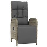 Garden Reclining Chairs 2 pcs with Table Grey Poly Rattan - 45-Degree Angle
