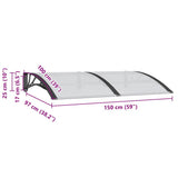 Door Canopy Black 150x100 cm Polycarbonate