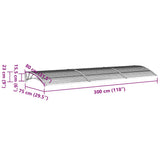 Door Canopy Grey 300x75 cm Polycarbonate