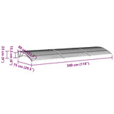 Door Canopy Black 300x75 cm Polycarbonate