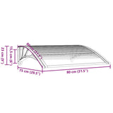 Door Canopy Grey and Transparent 80x75 cm Polycarbonate