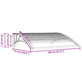 Door Canopy Black 80x75 cm Polycarbonate