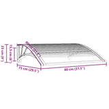 Door Canopy Black 80x75 cm Polycarbonate - Close-Up Angle